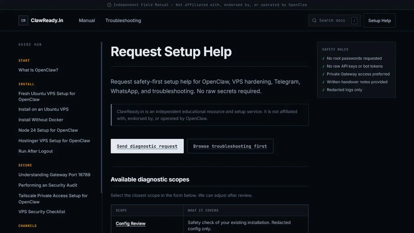 ClawReady.in live project screenshot