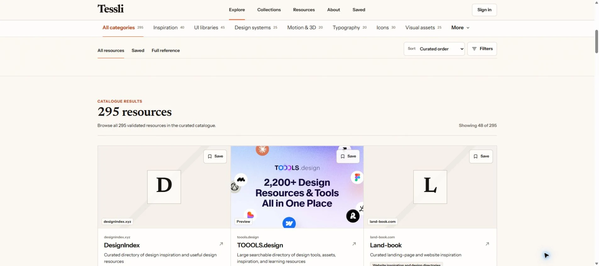 Tessli searchable resource catalogue with categories and filters